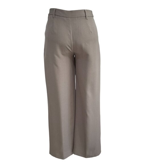 Streetwear Society Taupe Pinstripe Wide Leg Pants Workwear Y2K Minimalist Chic - Picture 8 of 9